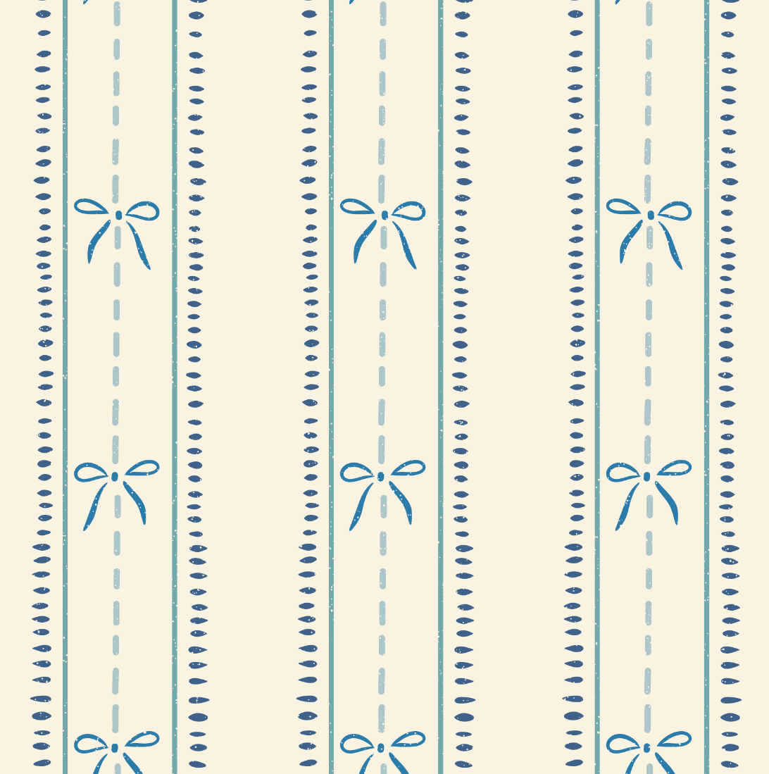 Lena Striped Wallpaper in Pastel Blue, Pink and Cream
