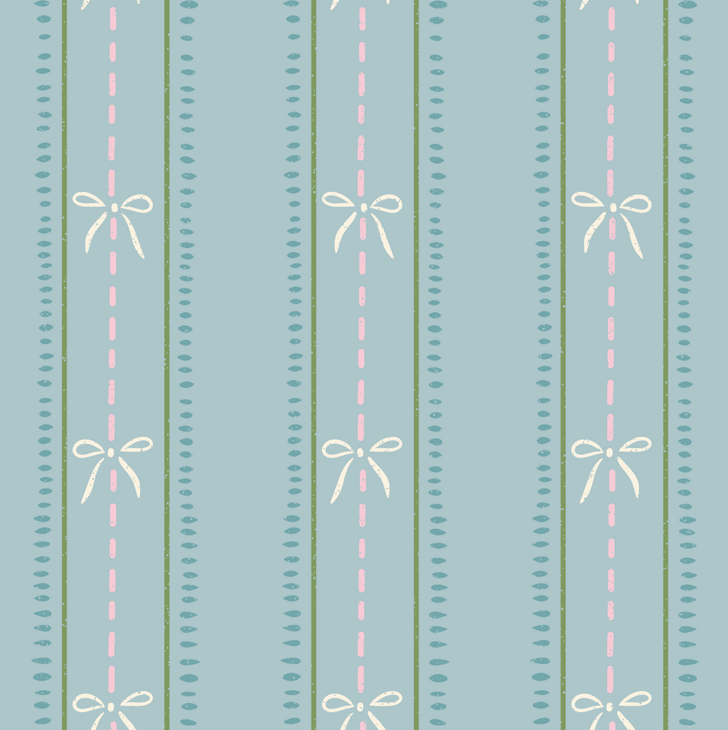Lena Striped Wallpaper in Pastel Blue, Pink and Cream