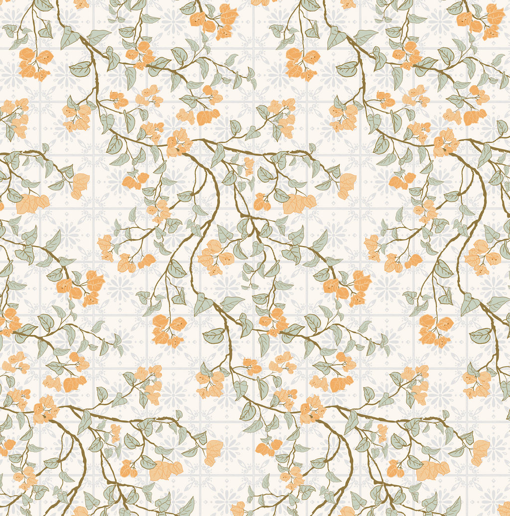Calla Floral Removable Wallpaper in White, Orange and Sage-Green