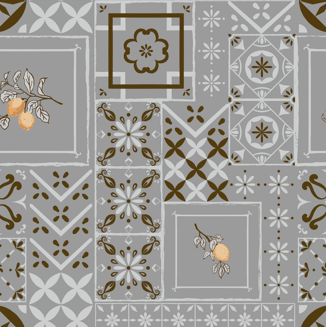 Meena Geometric Wallpaper in Grey, Gold, and White