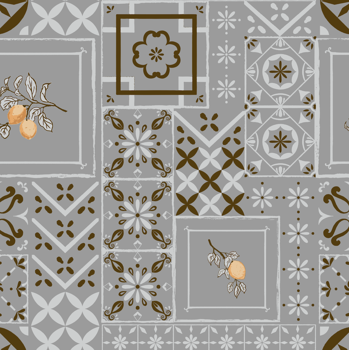 Meena Geometric Wallpaper in Grey, Gold, and White