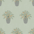 Alessa Botanical Wallpaper in Olive-Green and Orange