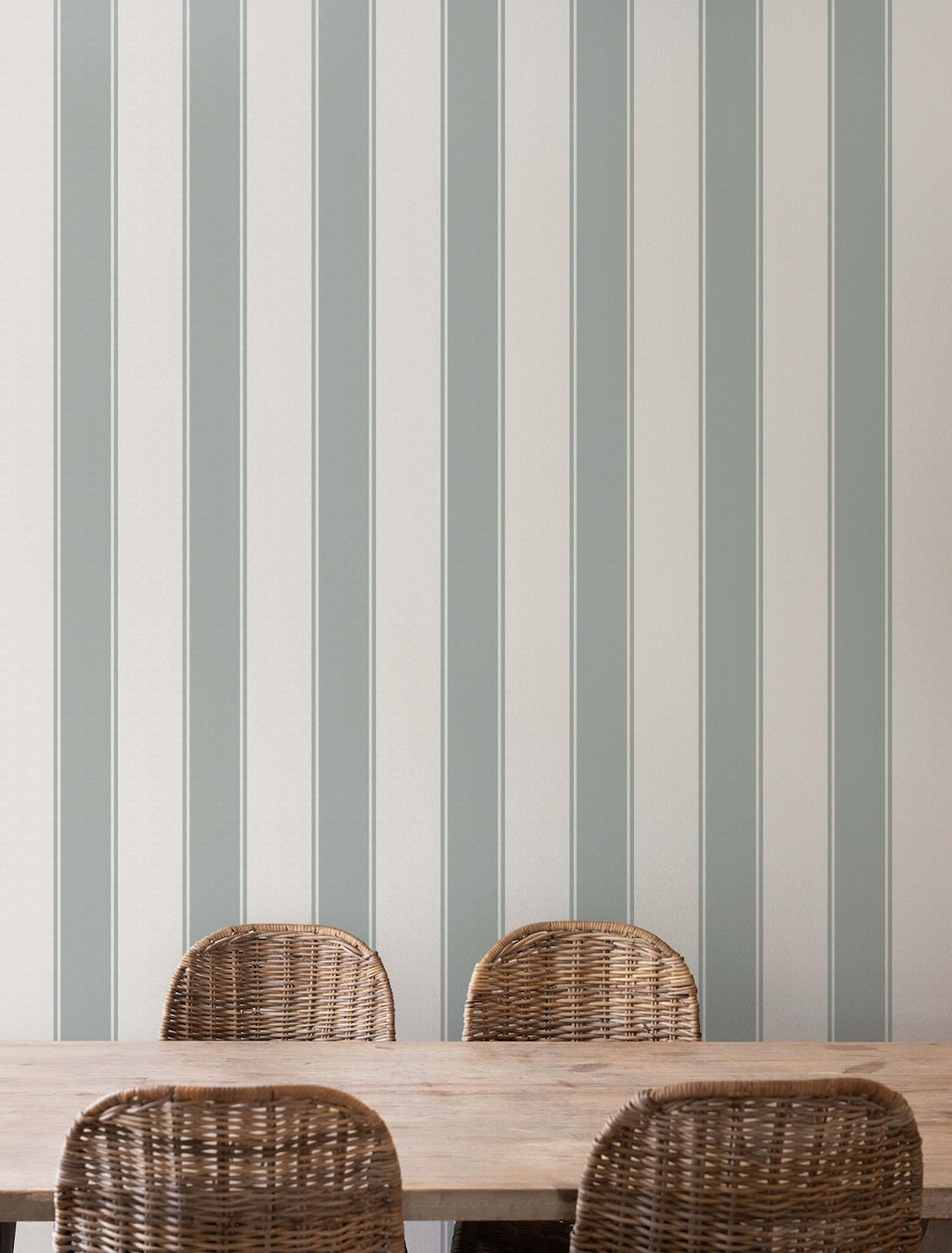 Andy Striped Removable Wallpaper in Blue, White, Pink and Cream