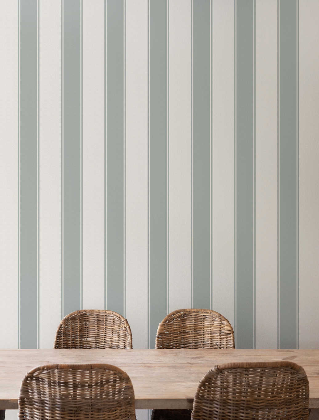 Andy Striped Removable Wallpaper in Blue, White, Pink and Cream