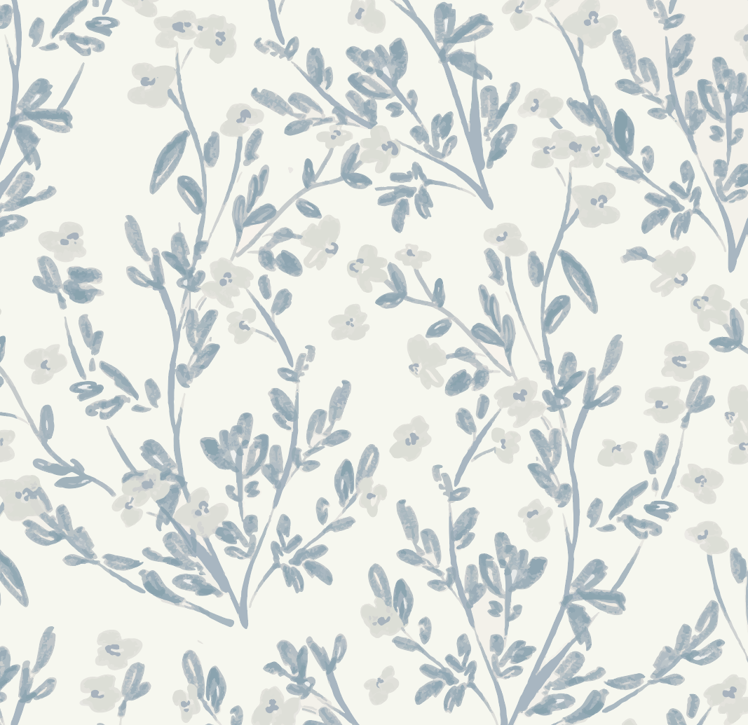 Edith Floral Wallpaper: Modern Farmhouse Taupe Wall Art