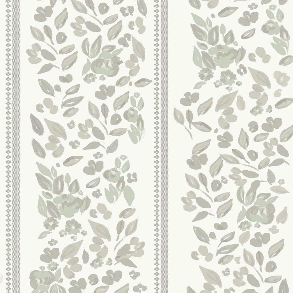 Bridget Floral Removable Wallpaper in Dusty-Rose & Pale-Blue