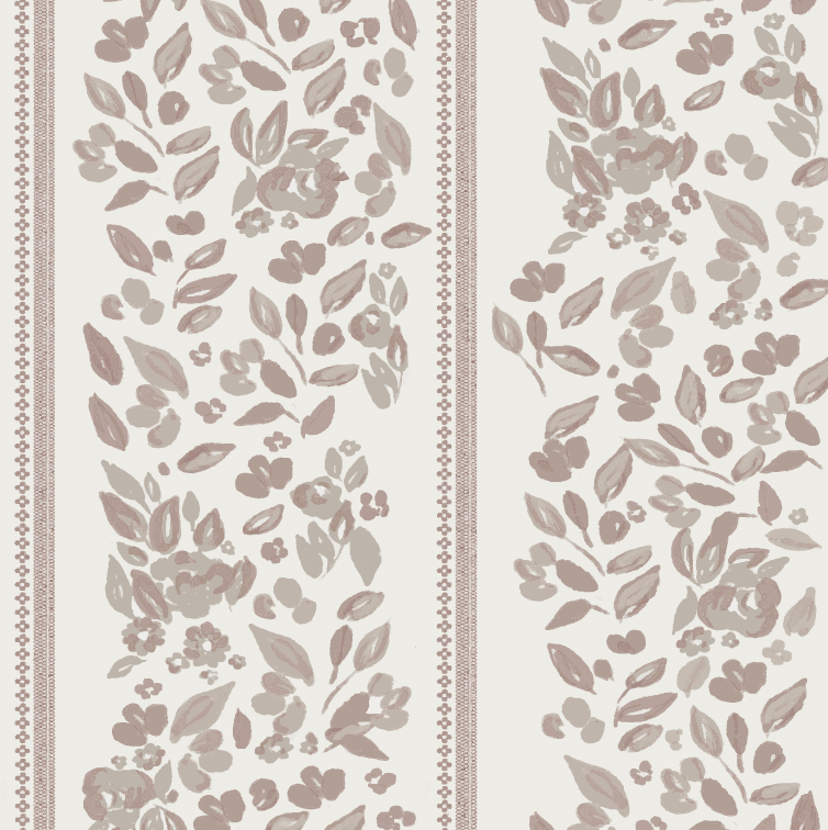 Bridget Floral Removable Wallpaper in Dusty-Rose & Pale-Blue