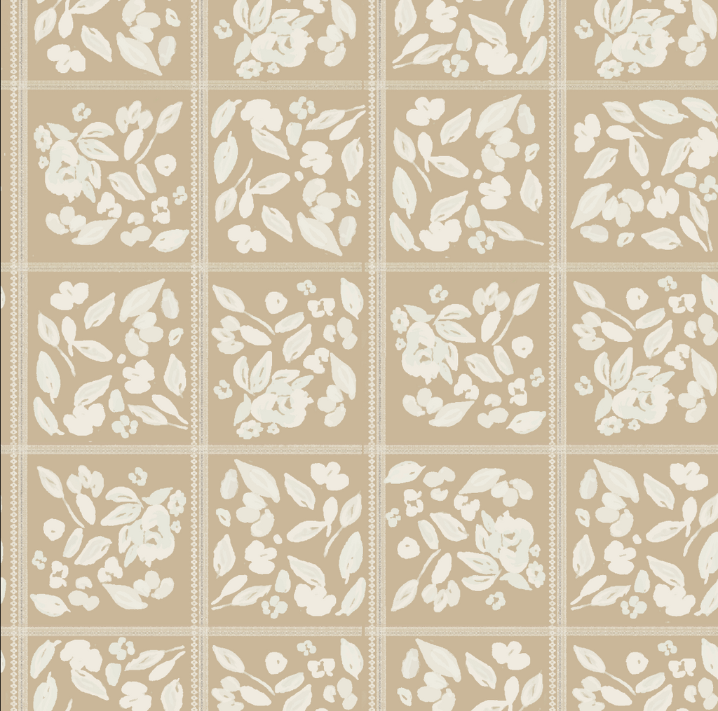 Francine Vintage-Inspired Floral Wallpaper - Light Blue & White
