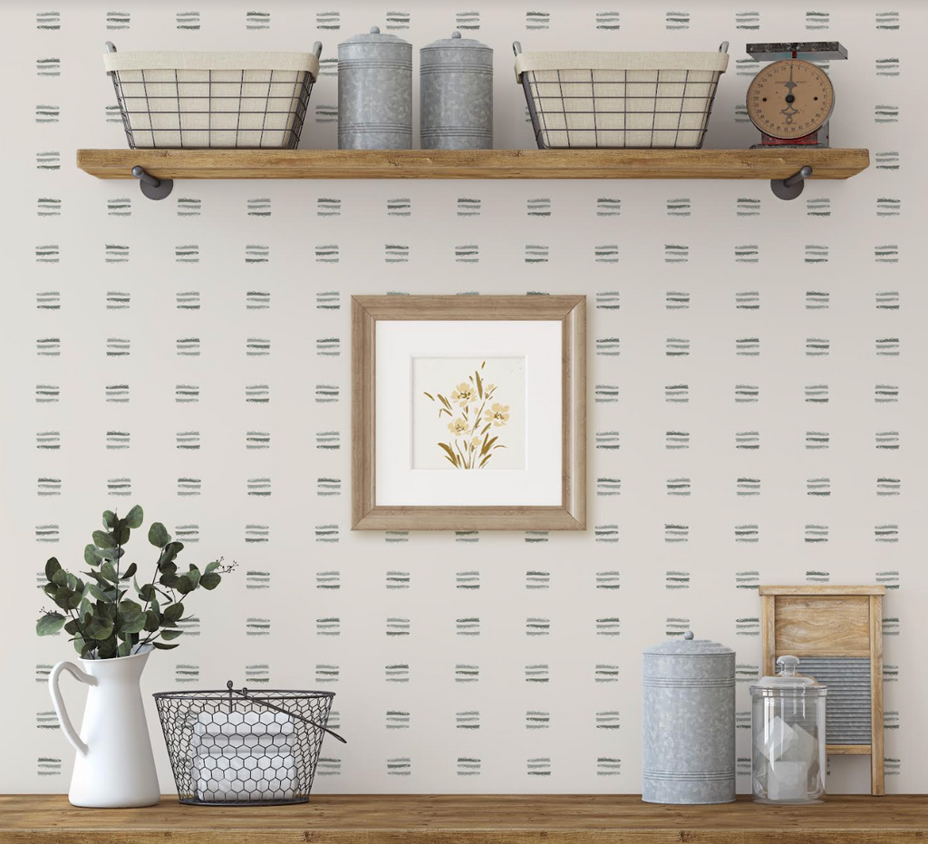 Jasper Geometric Taupe and Off-White Removable Wallpaper