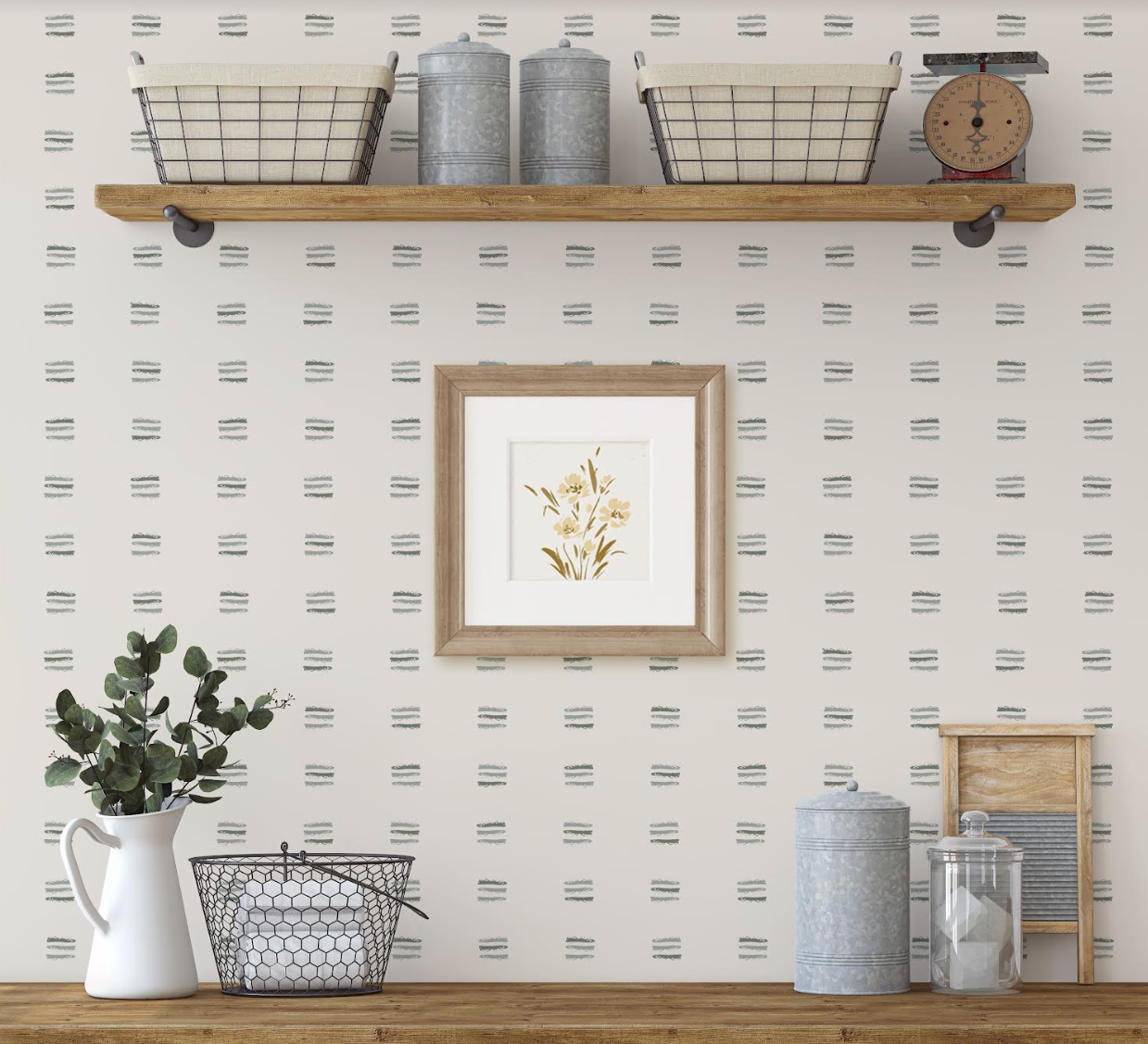 Jasper Geometric Taupe and Off-White Removable Wallpaper