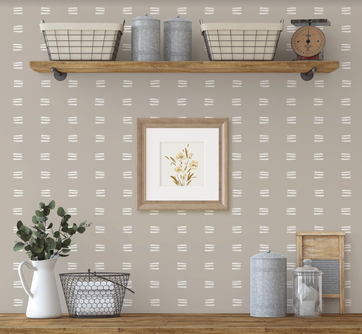 Jasper Geometric Taupe and Off-White Removable Wallpaper