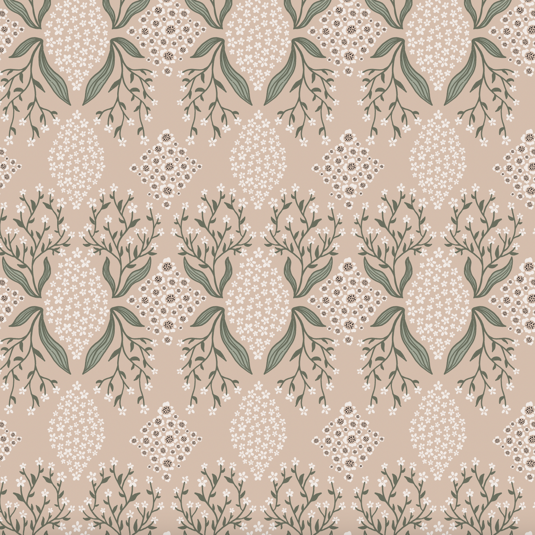 Priscilla Floral Wallpaper - Traditional Modern-Cottage