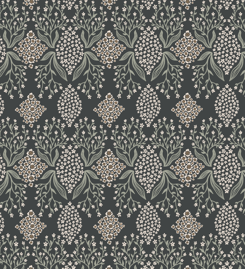 Priscilla Floral Wallpaper - Traditional Modern-Cottage