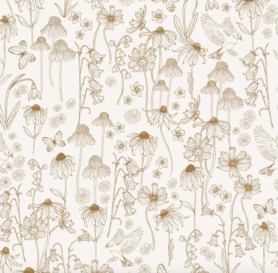 Melody Floral Wallpaper: Romantic Vintage Botanical Wall Art