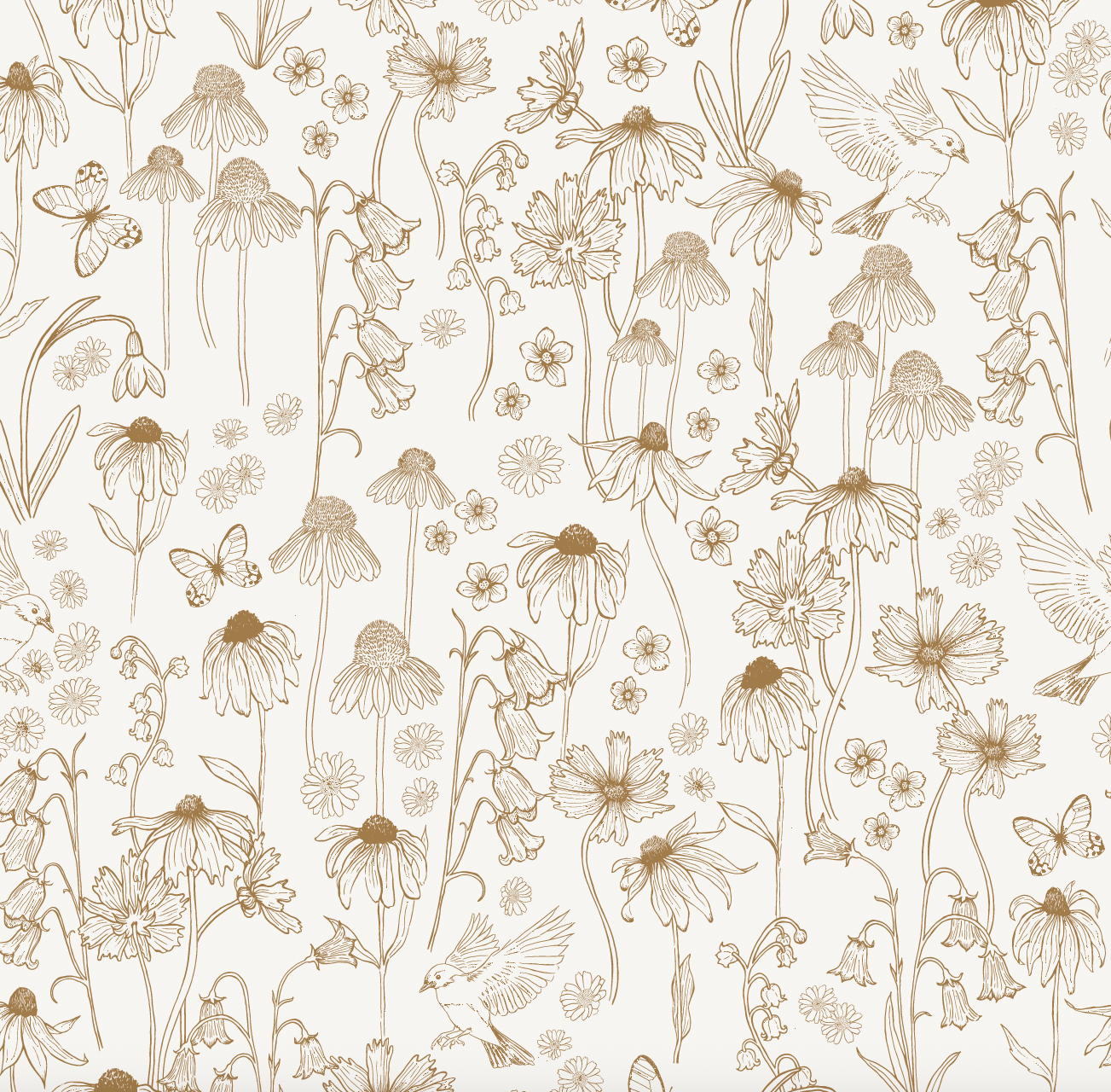 Melody Floral Wallpaper: Romantic Vintage Botanical Wall Art