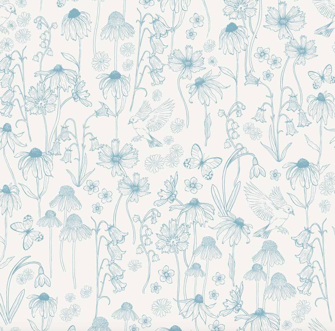 Melody Floral Wallpaper: Romantic Vintage Botanical Wall Art