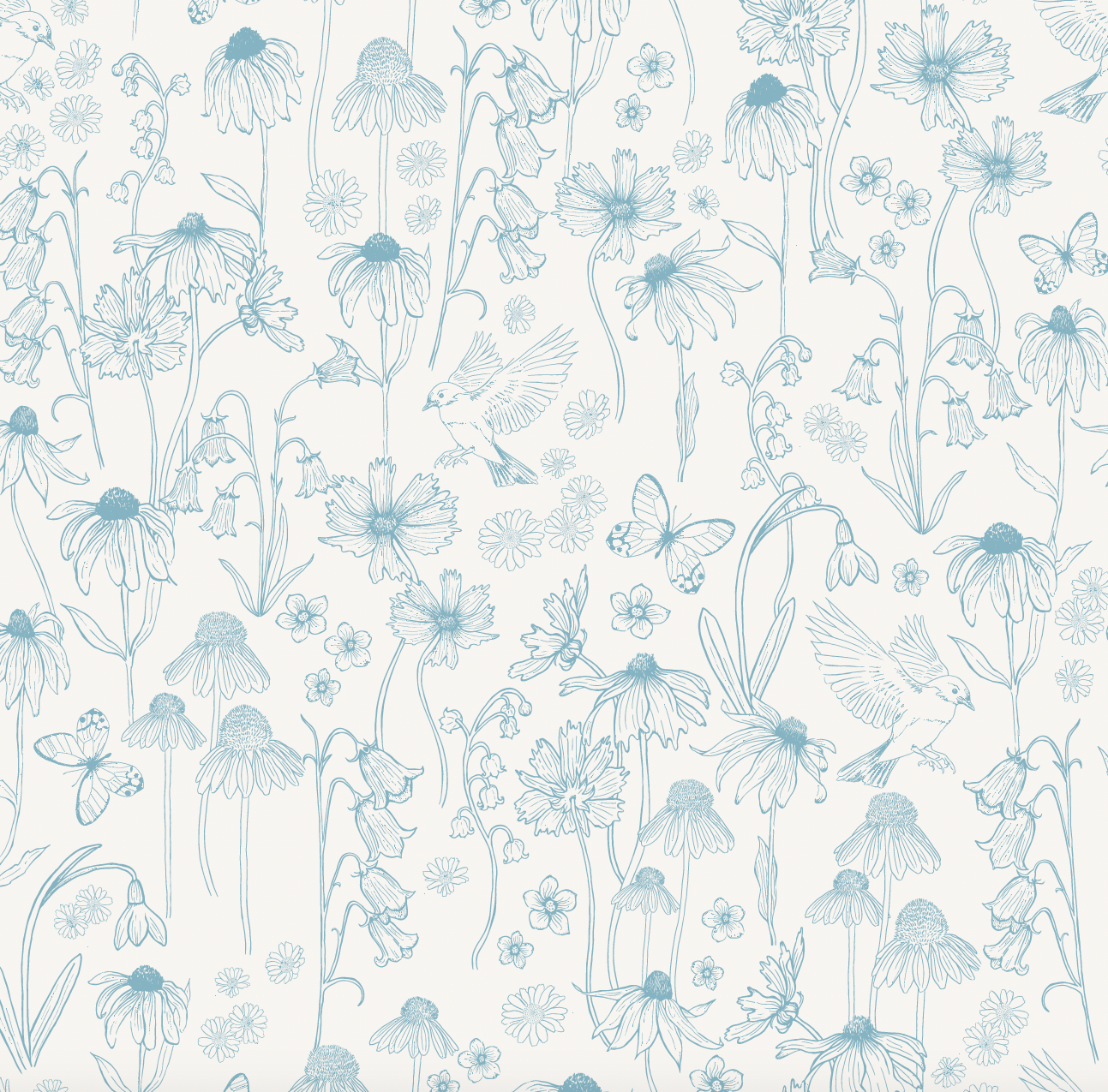 Melody Floral Wallpaper: Romantic Vintage Botanical Wall Art