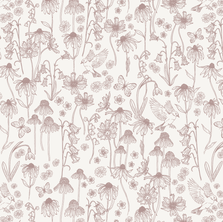 Melody Floral Wallpaper: Romantic Vintage Botanical Wall Art