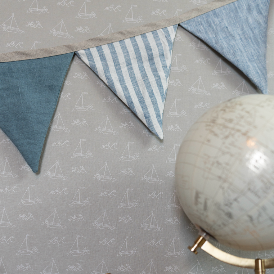 Conrad Removable Wallpaper in Blue and White Coastal Style