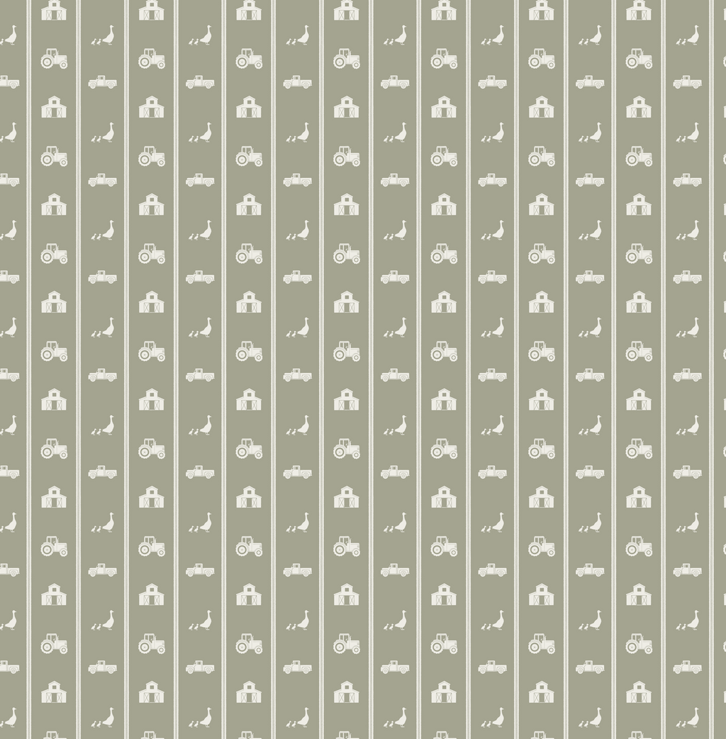 Charlie Geometric Wallpaper - Sage-Green & White Farmhouse