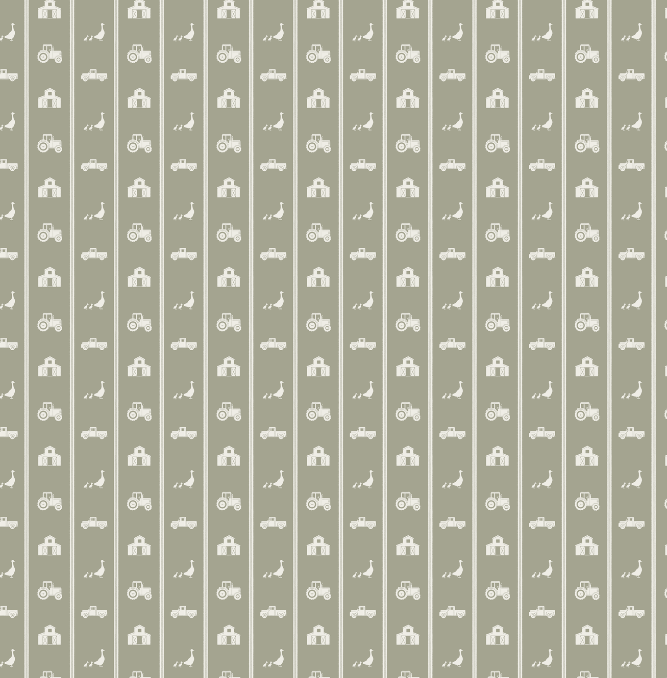 Charlie Geometric Wallpaper - Sage-Green & White Farmhouse