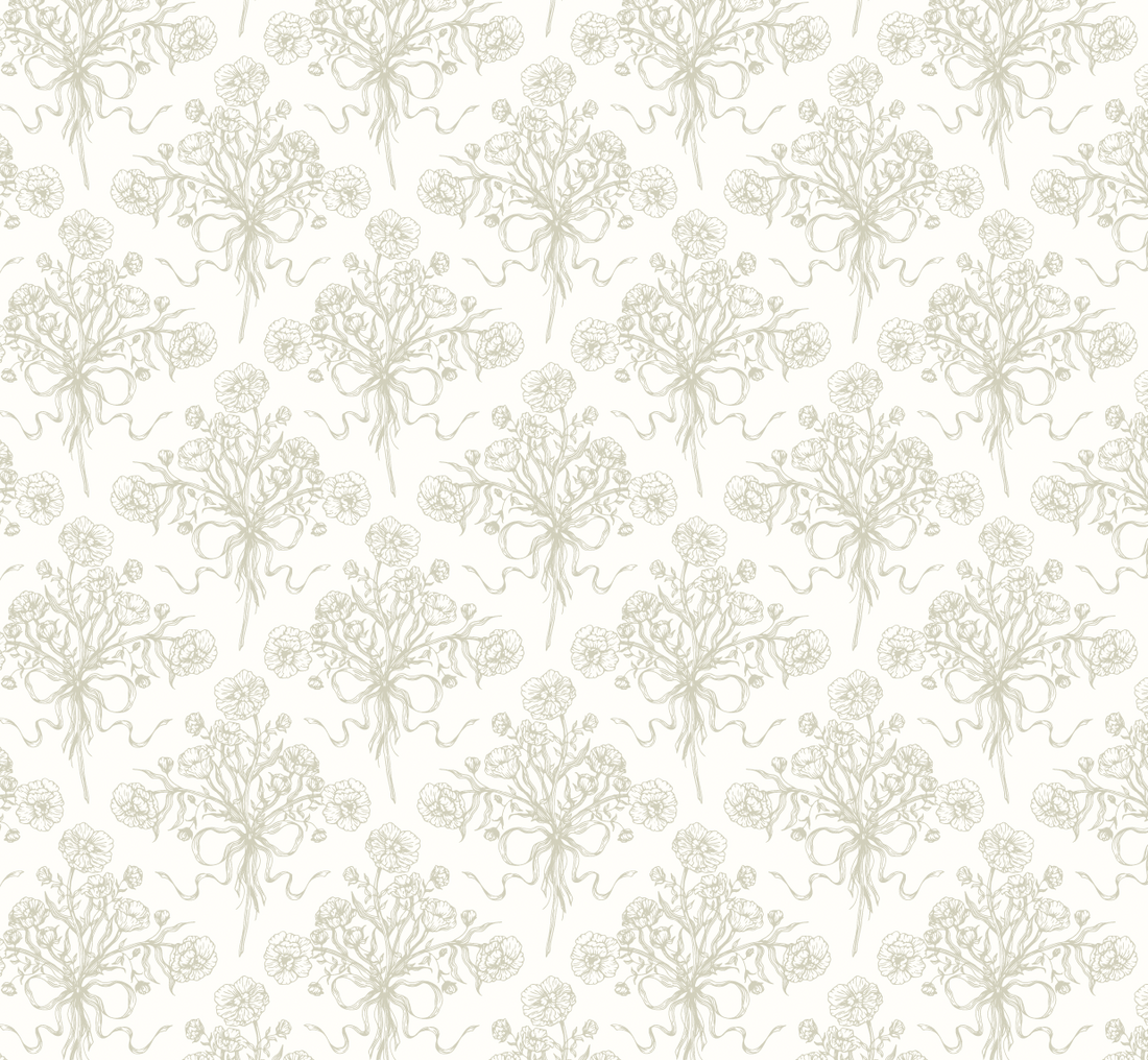 Adeline Floral Wallpaper - Dusty-Rose & Off-White Cottagecore