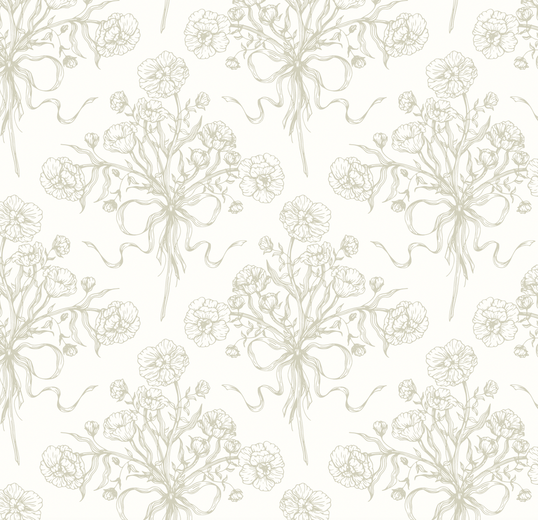 Adeline Floral Wallpaper - Dusty-Rose & Off-White Cottagecore