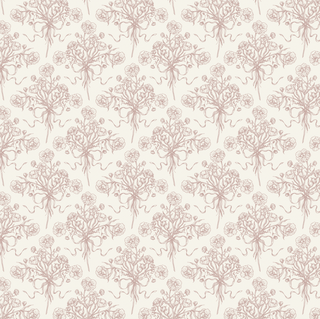 Adeline Floral Wallpaper - Dusty-Rose & Off-White Cottagecore