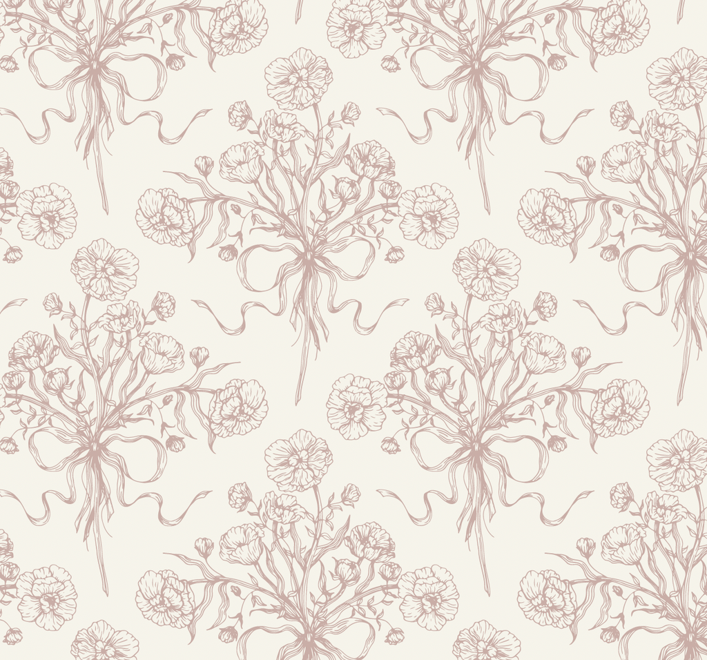 Adeline Floral Wallpaper - Dusty-Rose & Off-White Cottagecore