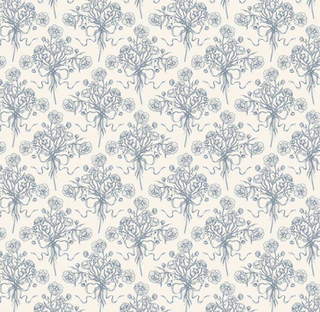 Adeline Floral Wallpaper - Dusty-Rose & Off-White Cottagecore