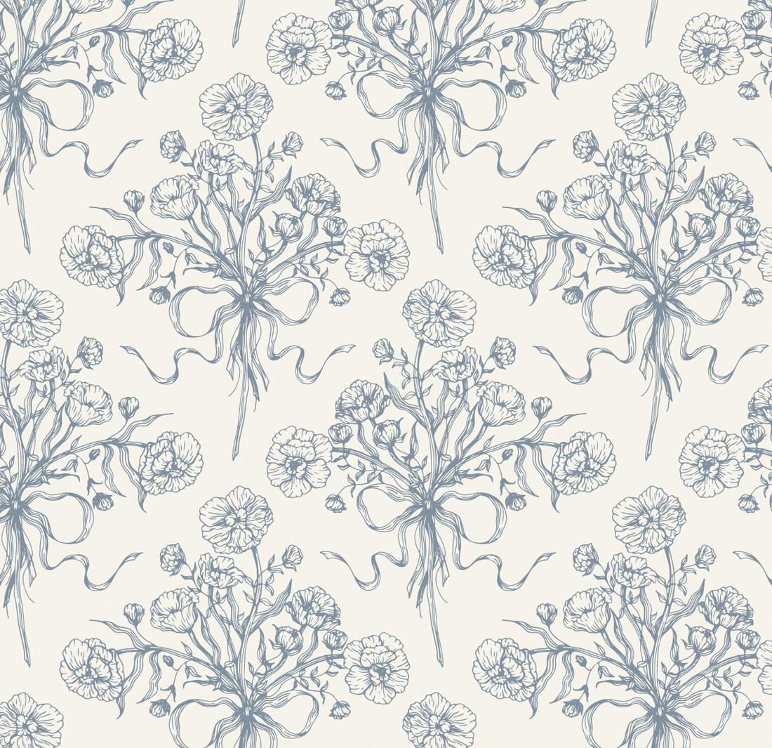 Adeline Floral Wallpaper - Dusty-Rose & Off-White Cottagecore