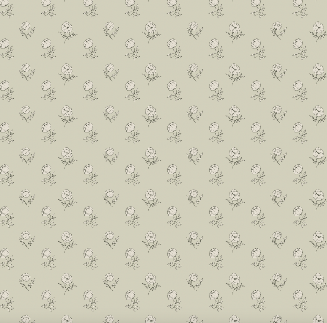 Elle Floral Removable Wallpaper in Cream Grey Blush Sage-green