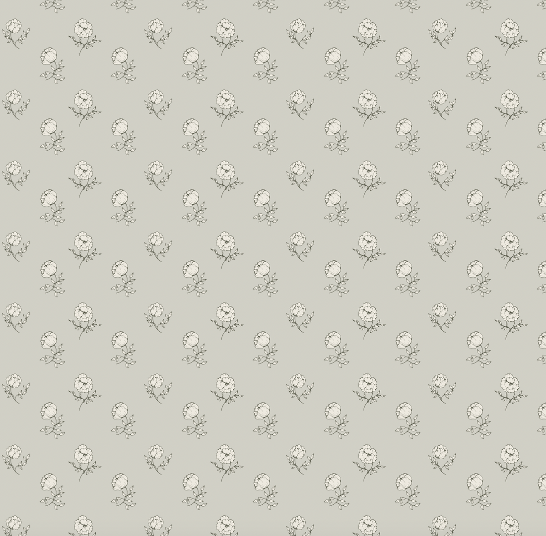 Elle Floral Removable Wallpaper in Cream Grey Blush Sage-green
