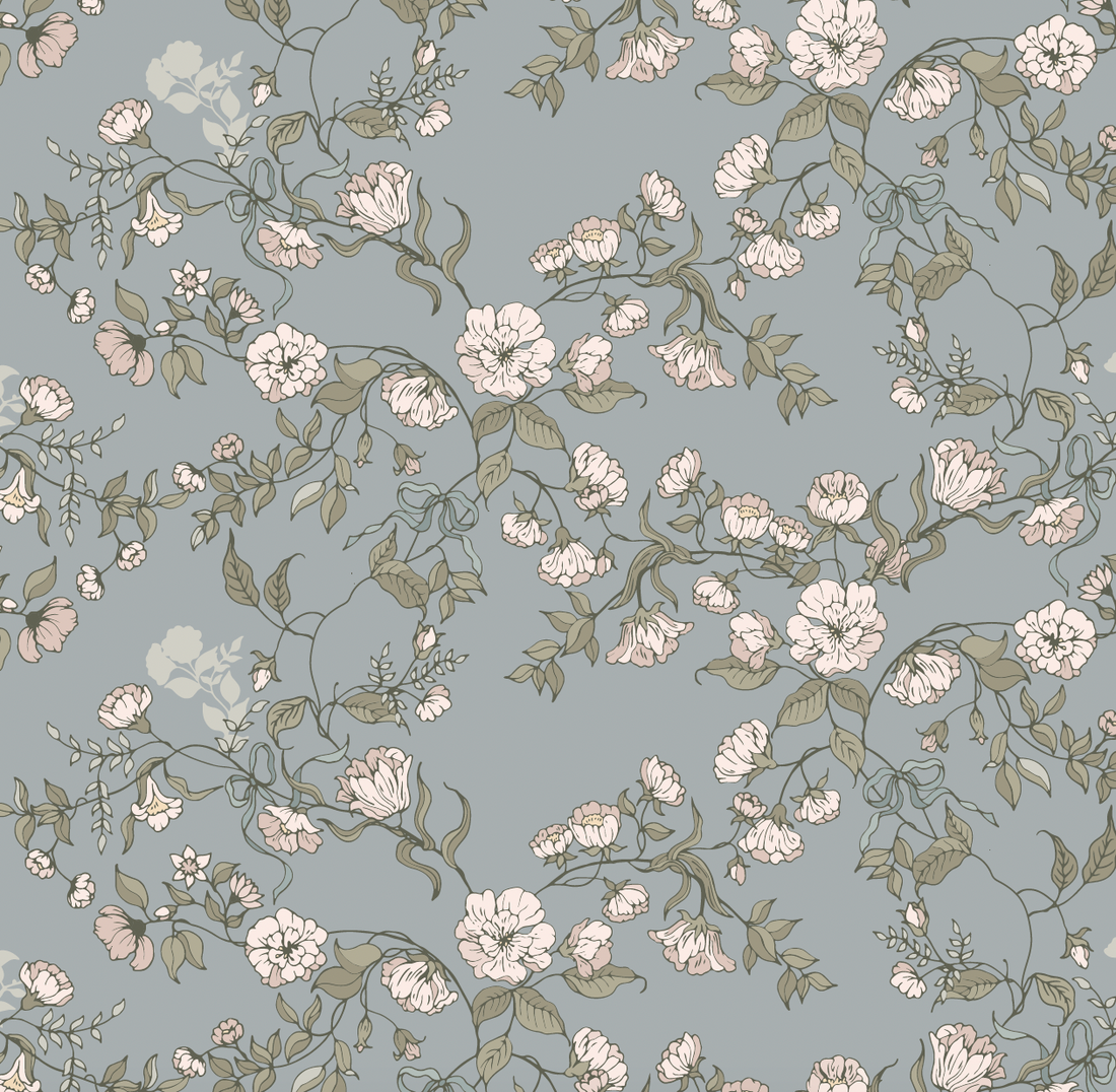 Lettie Floral Removable Wallpaper in Sage-Green & Blush-Pink