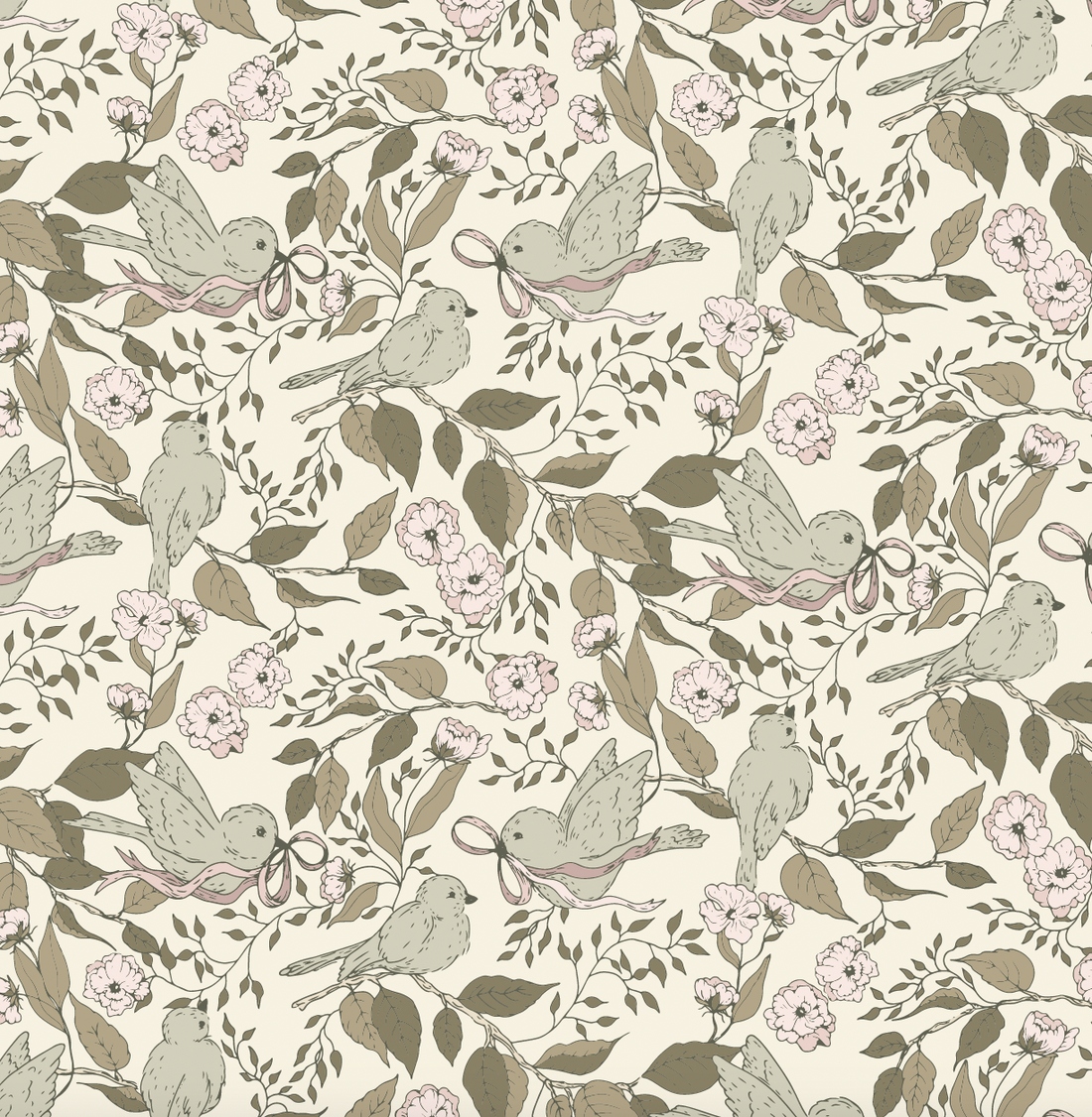 Lilla Floral Wallpaper: Cottagecore Sage-Green Nursery Decor