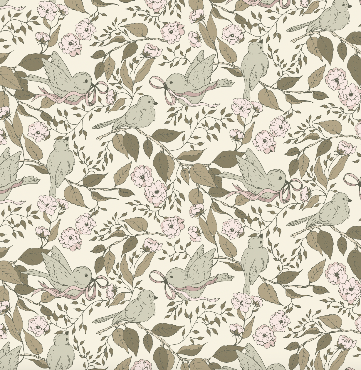 Lilla Floral Wallpaper: Cottagecore Sage-Green Nursery Decor