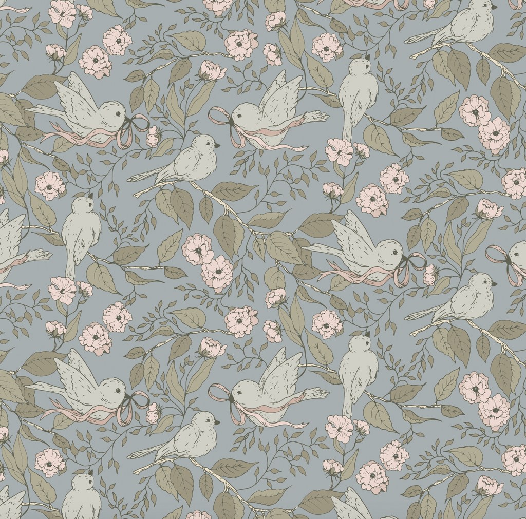 Lilla Floral Wallpaper: Cottagecore Sage-Green Nursery Decor