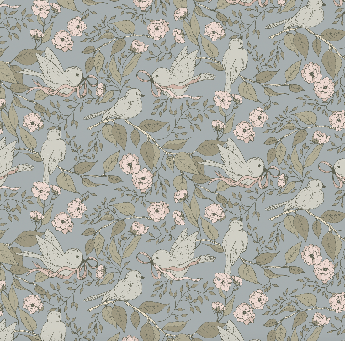 Lilla Floral Wallpaper: Cottagecore Sage-Green Nursery Decor