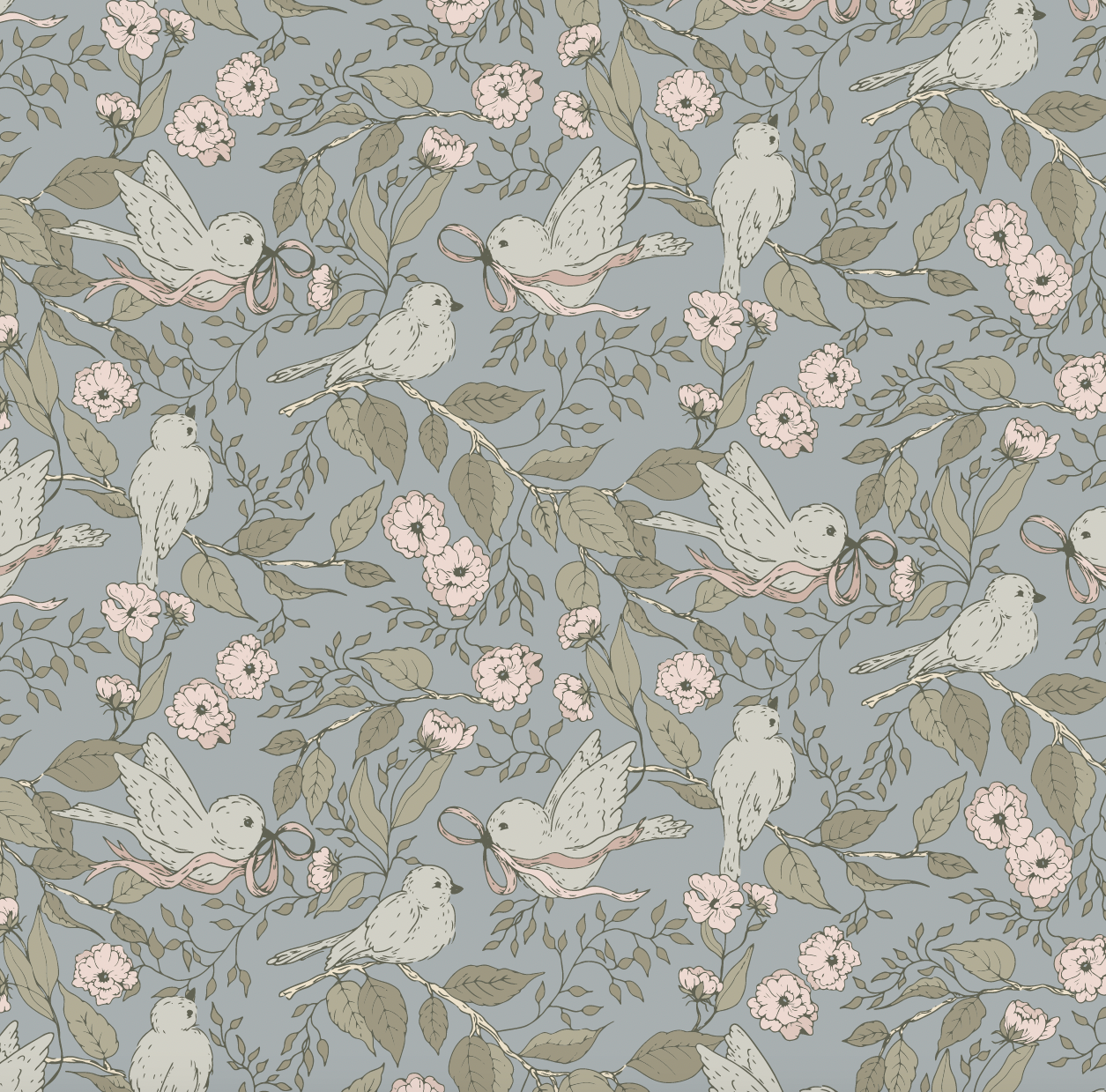 Lilla Floral Wallpaper: Cottagecore Sage-Green Nursery Decor