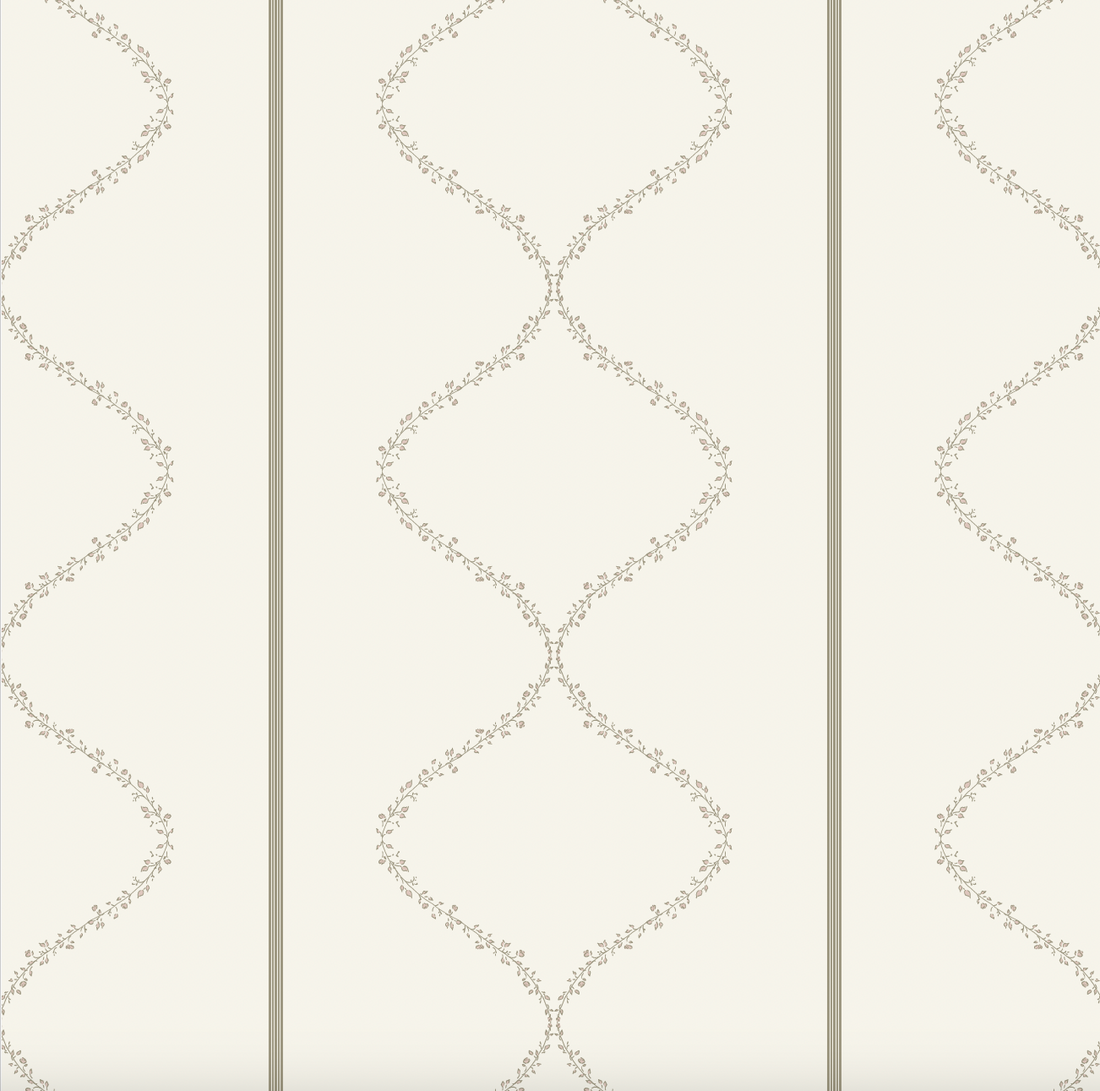 Maeve Geometric Wallpaper - Cream & Grey-Blue Traditional