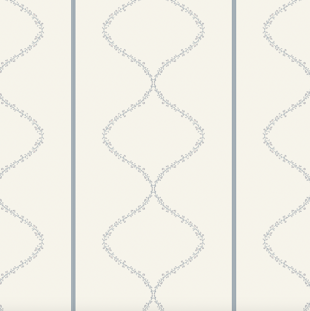 Maeve Geometric Wallpaper - Cream & Grey-Blue Traditional
