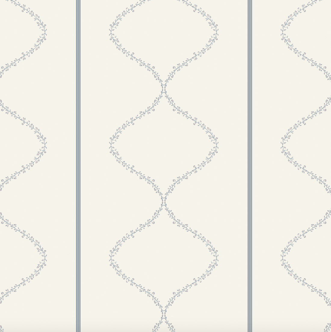 Maeve Geometric Wallpaper - Cream & Grey-Blue Traditional