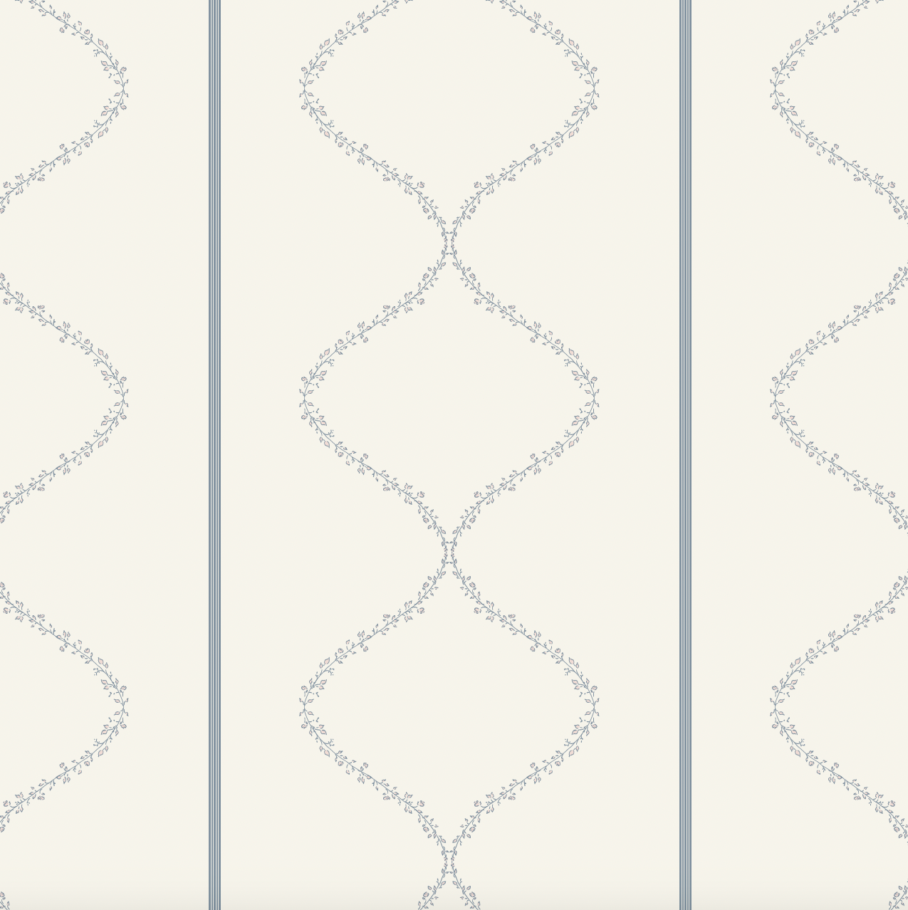 Maeve Geometric Wallpaper - Cream & Grey-Blue Traditional