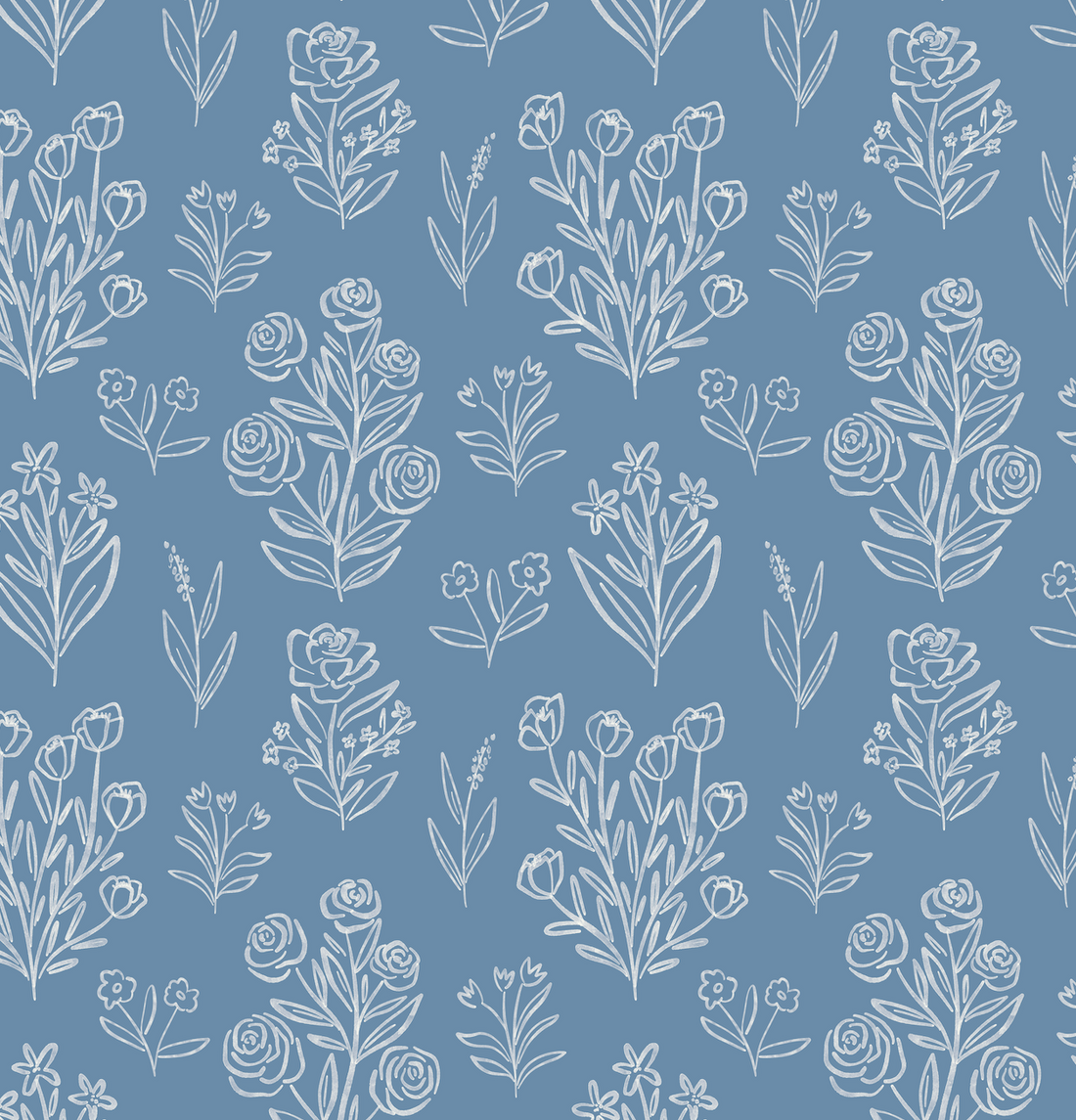 Taylor Floral Removable Wallpaper in Blue, White, Peach & Beige