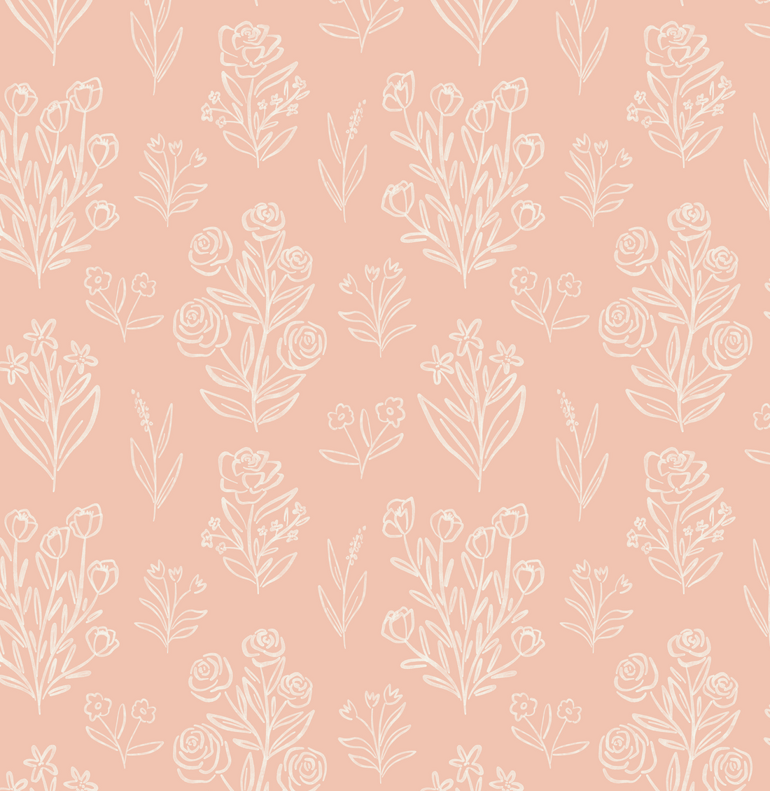 Taylor Floral Removable Wallpaper in Blue, White, Peach & Beige