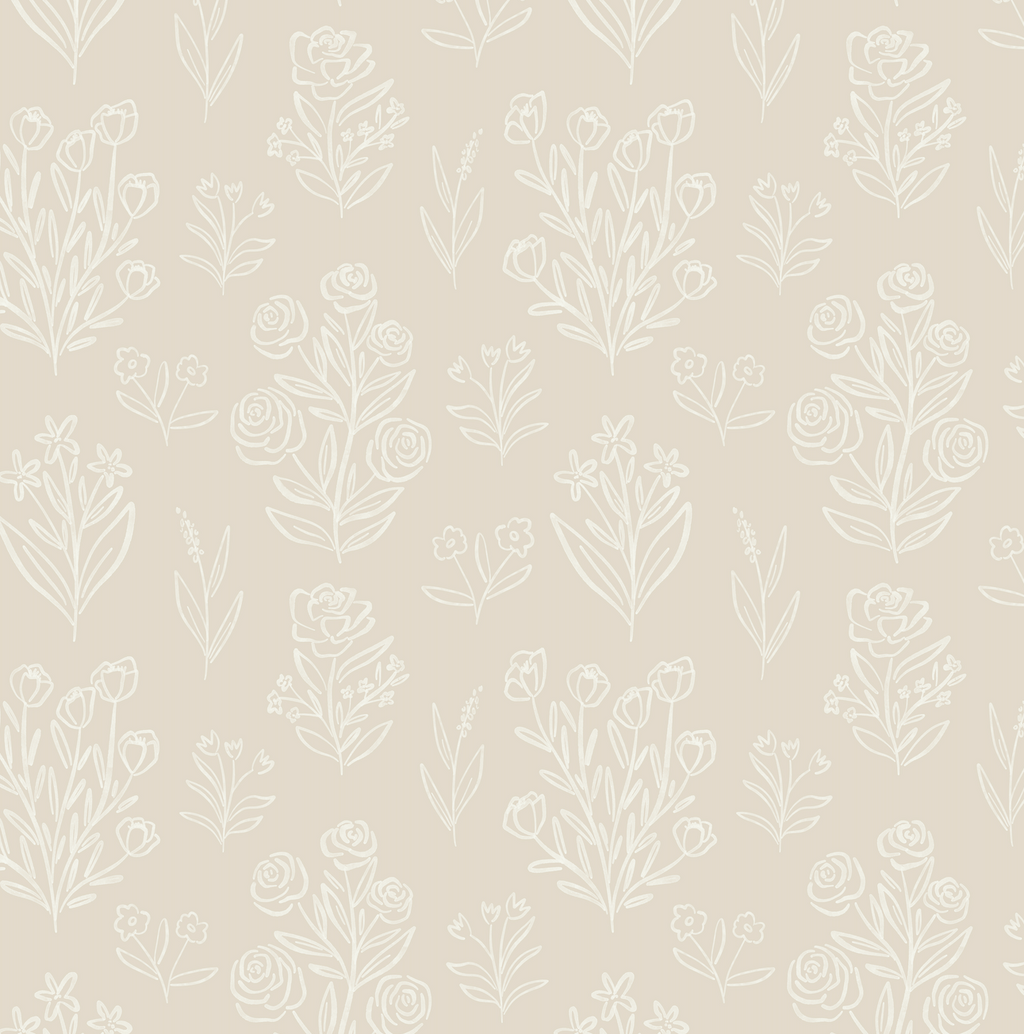 Taylor Floral Removable Wallpaper in Blue, White, Peach & Beige