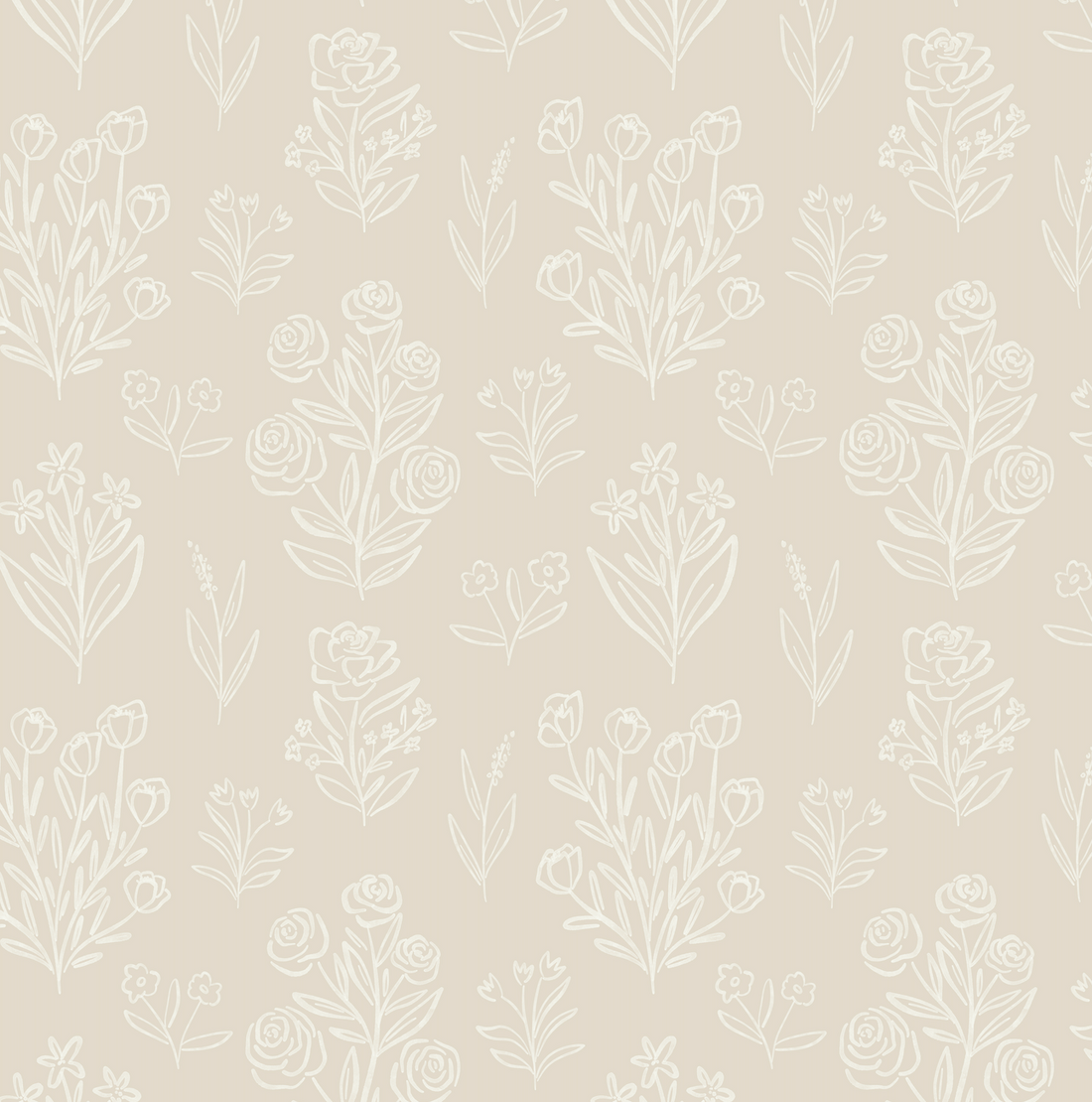 Taylor Floral Removable Wallpaper in Blue, White, Peach & Beige