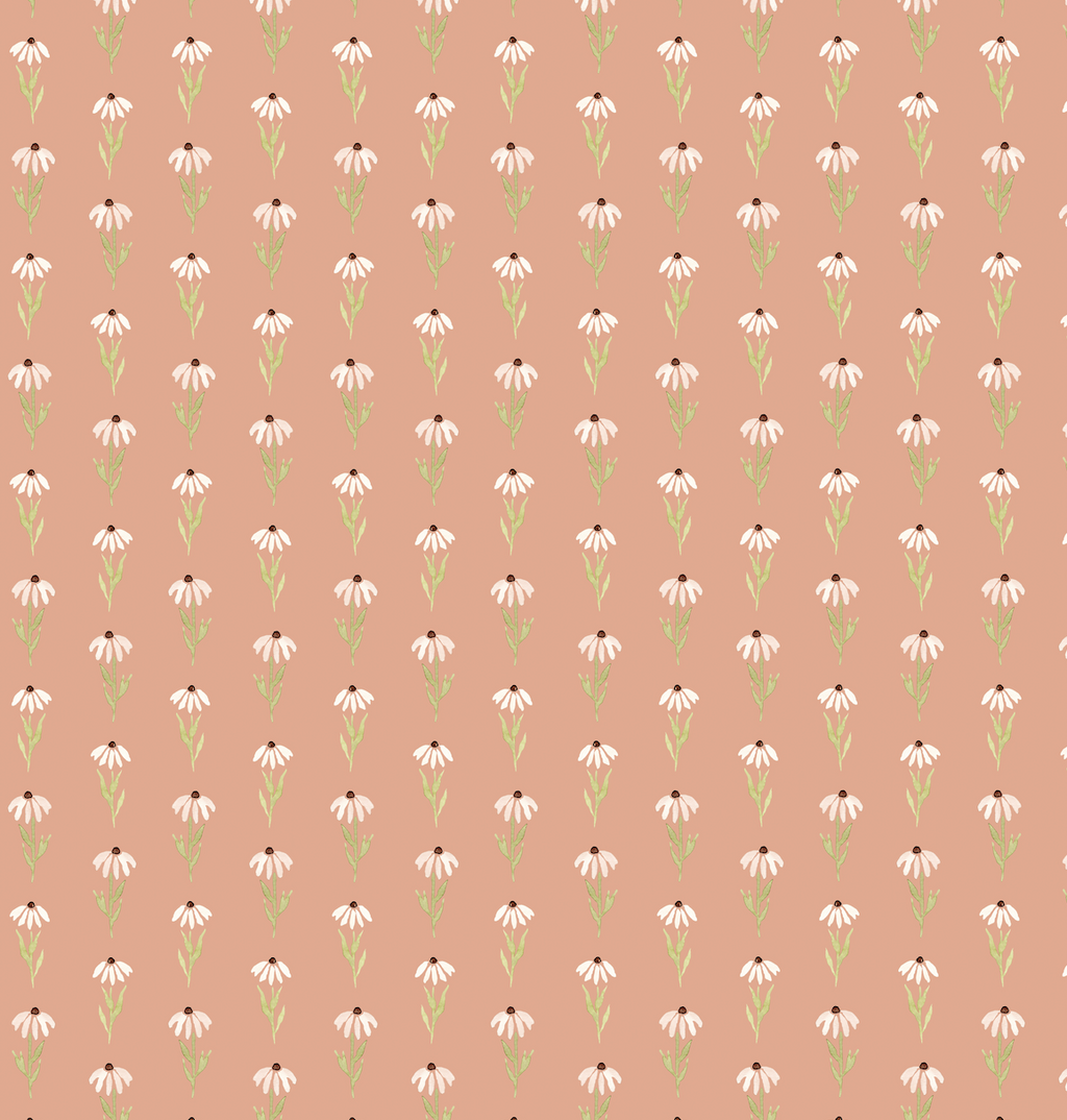 Hazel Floral Removable Wallpaper in Pink Tan and Blue-gray