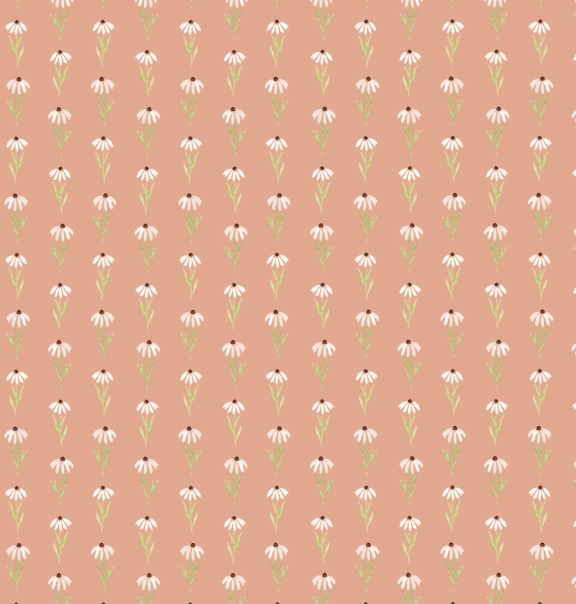 Hazel Floral Removable Wallpaper in Pink Tan and Blue-gray