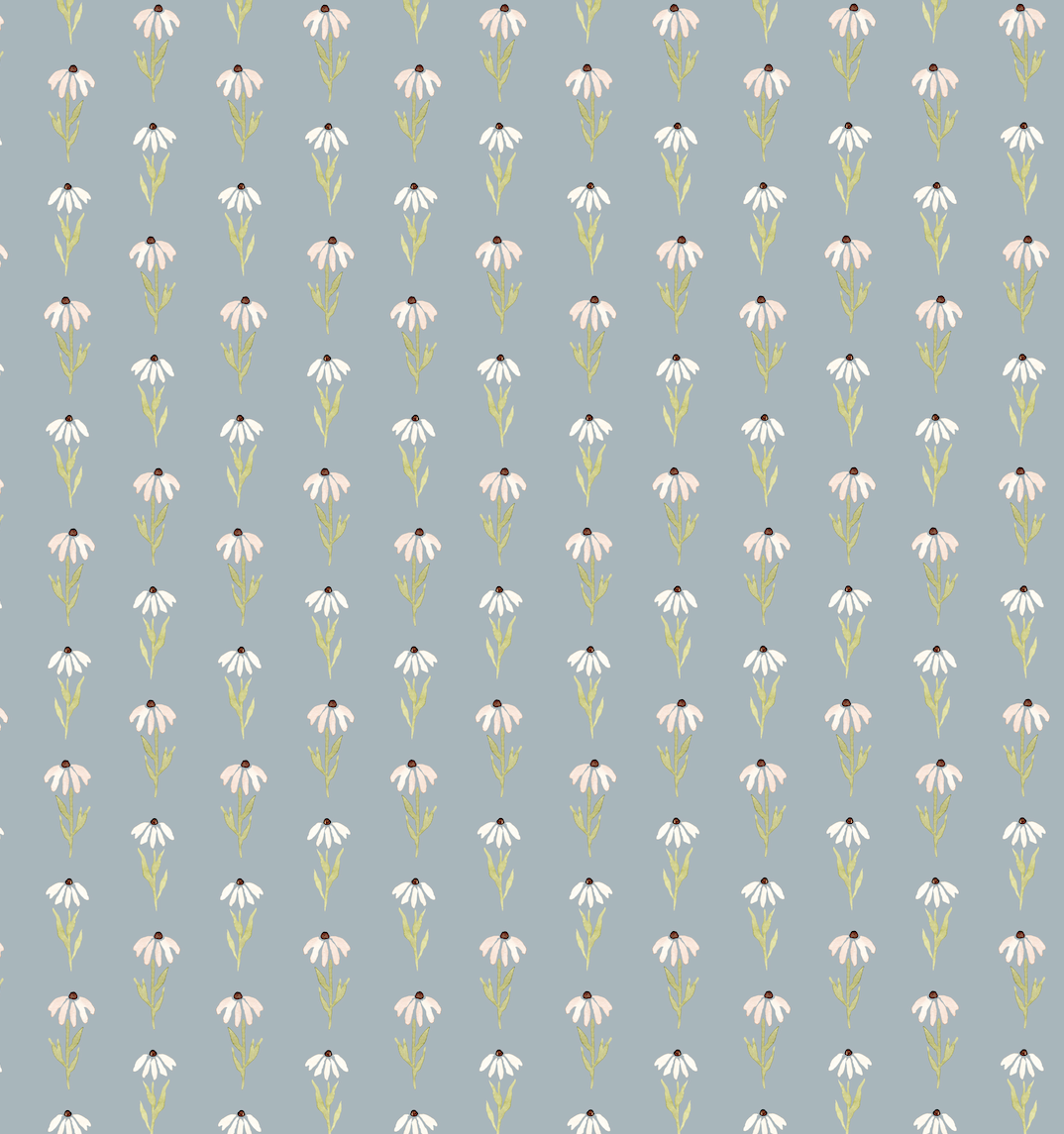 Hazel Floral Removable Wallpaper in Pink Tan and Blue-gray